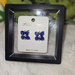 New Elegant Noble Earrings Blue Flower Earrings